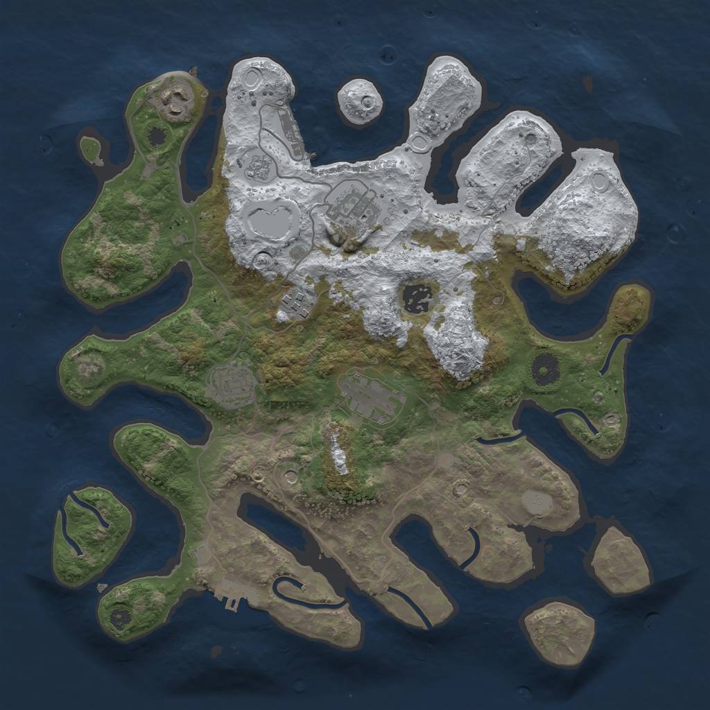 Rust Map: Procedural Map, Size: 3500, Seed: 2718356, 15 Monuments
