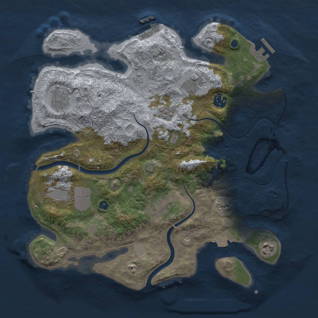 Rust Map: Procedural Map, Size: 3500, Seed: 3802997, 13 Monuments