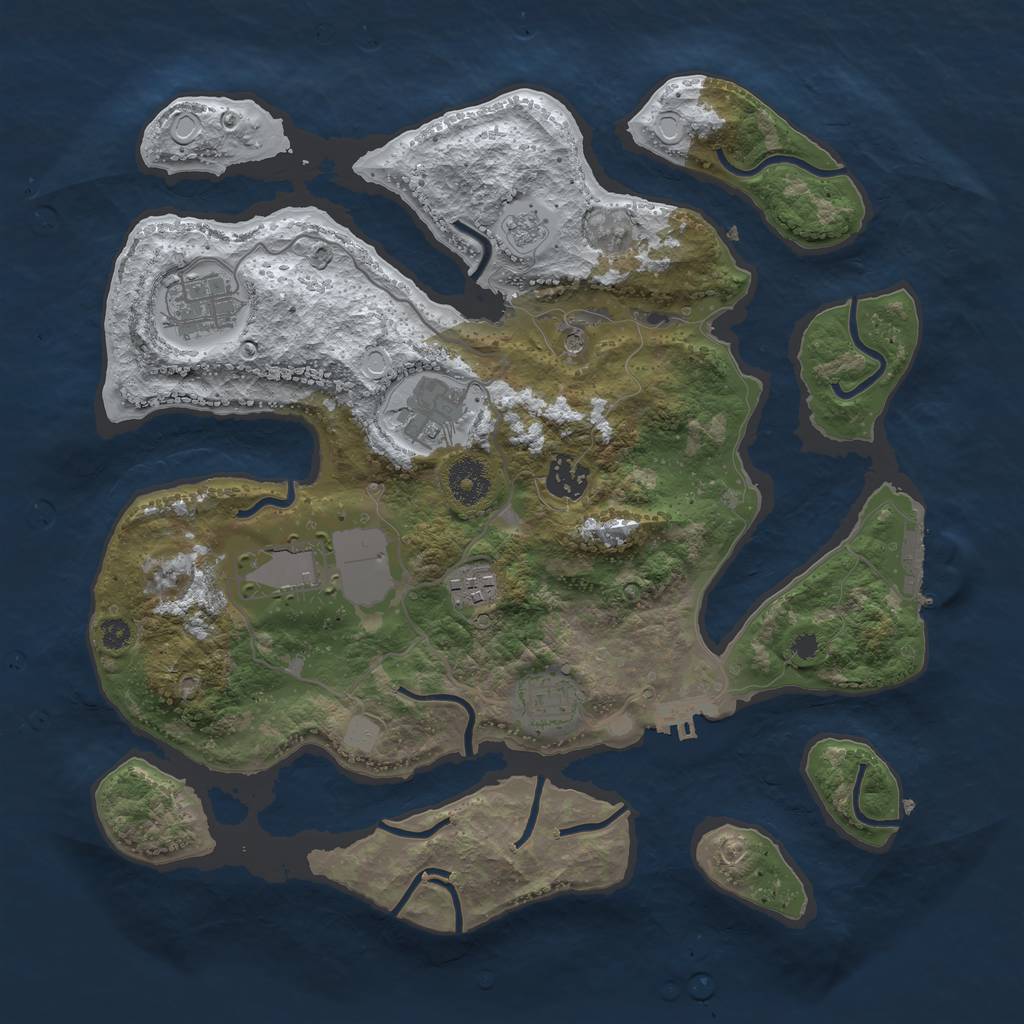 Rust Map: Procedural Map, Size: 3500, Seed: 3802997, 15 Monuments