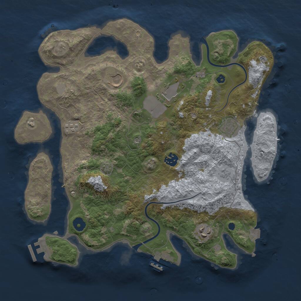 Rust Map: Procedural Map, Size: 3500, Seed: 4685628, 12 Monuments