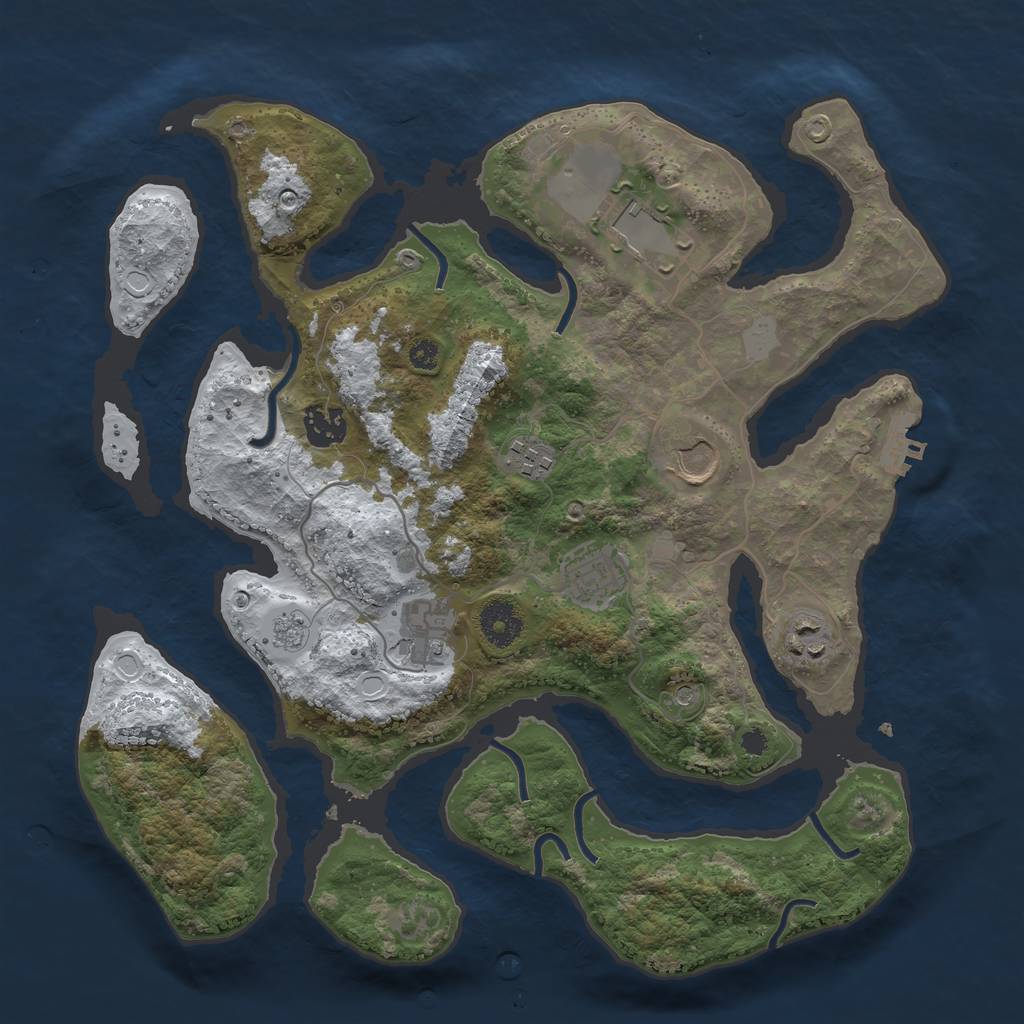 Rust Map: Procedural Map, Size: 3500, Seed: 2337146, 15 Monuments
