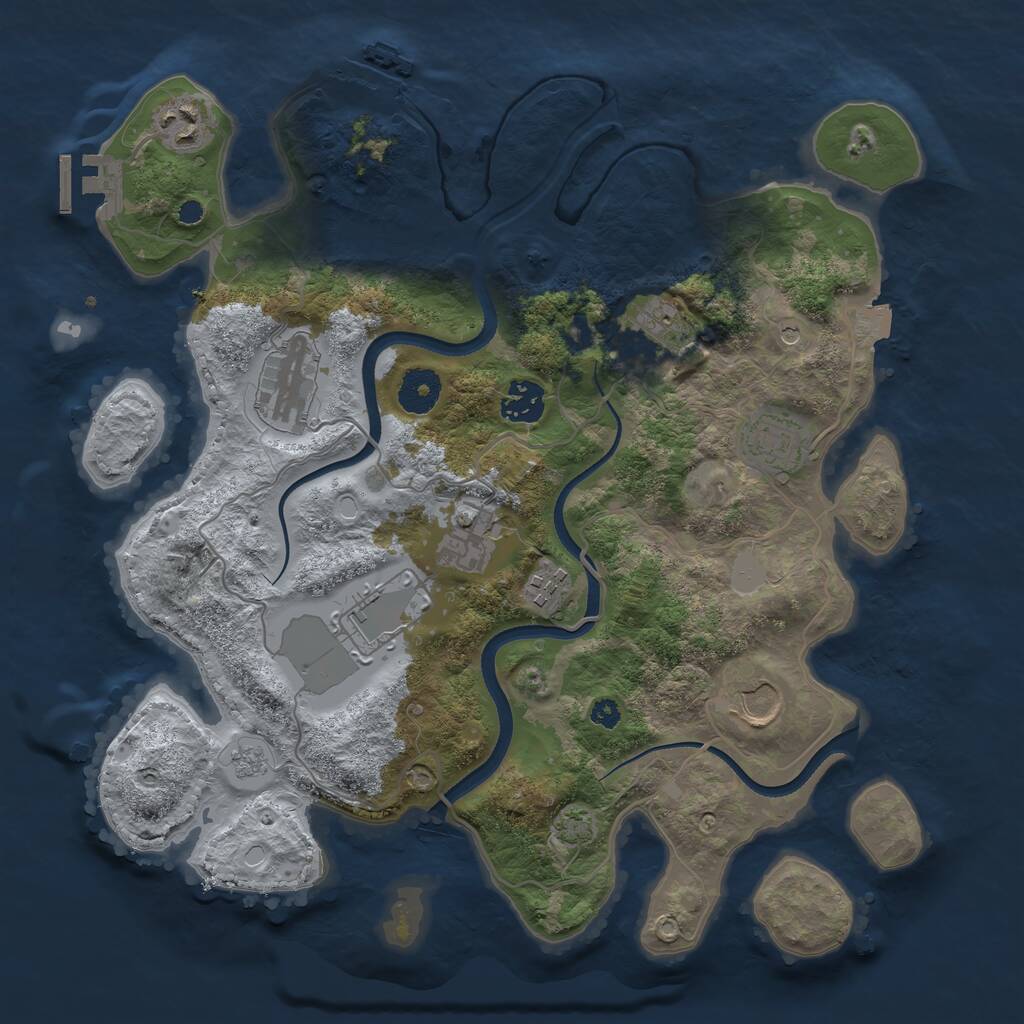 Rust Map: Procedural Map, Size: 3500, Seed: 1842427, 15 Monuments