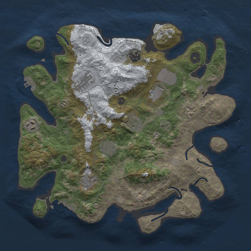 Rust Map: Procedural Map, Size: 3500, Seed: 3664599, 16 Monuments