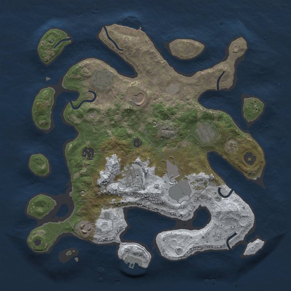 Rust Map: Procedural Map, Size: 3500, Seed: 1703753, 16 Monuments