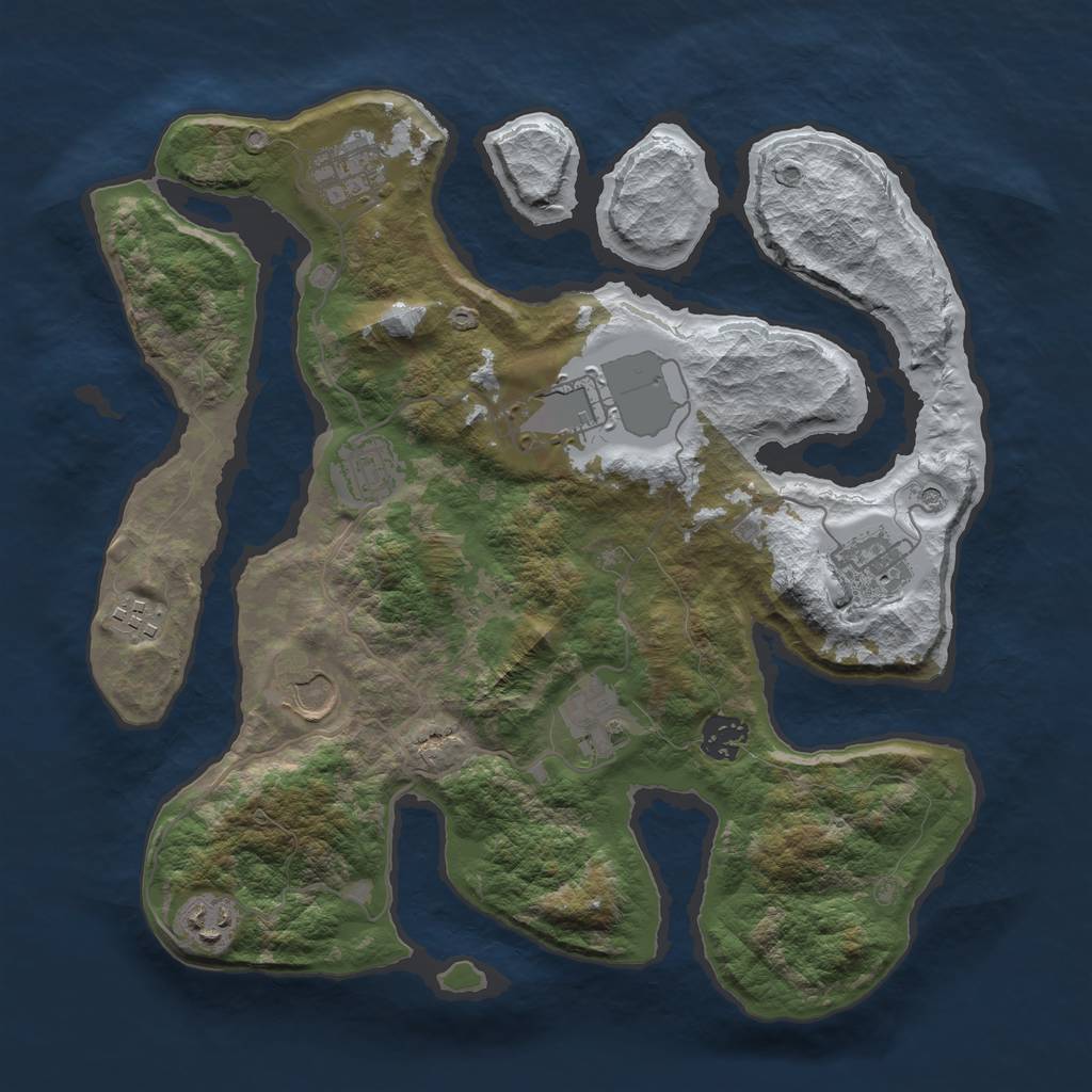 Rust Map: Barren, Size: 3500, Seed: 2788308, 12 Monuments
