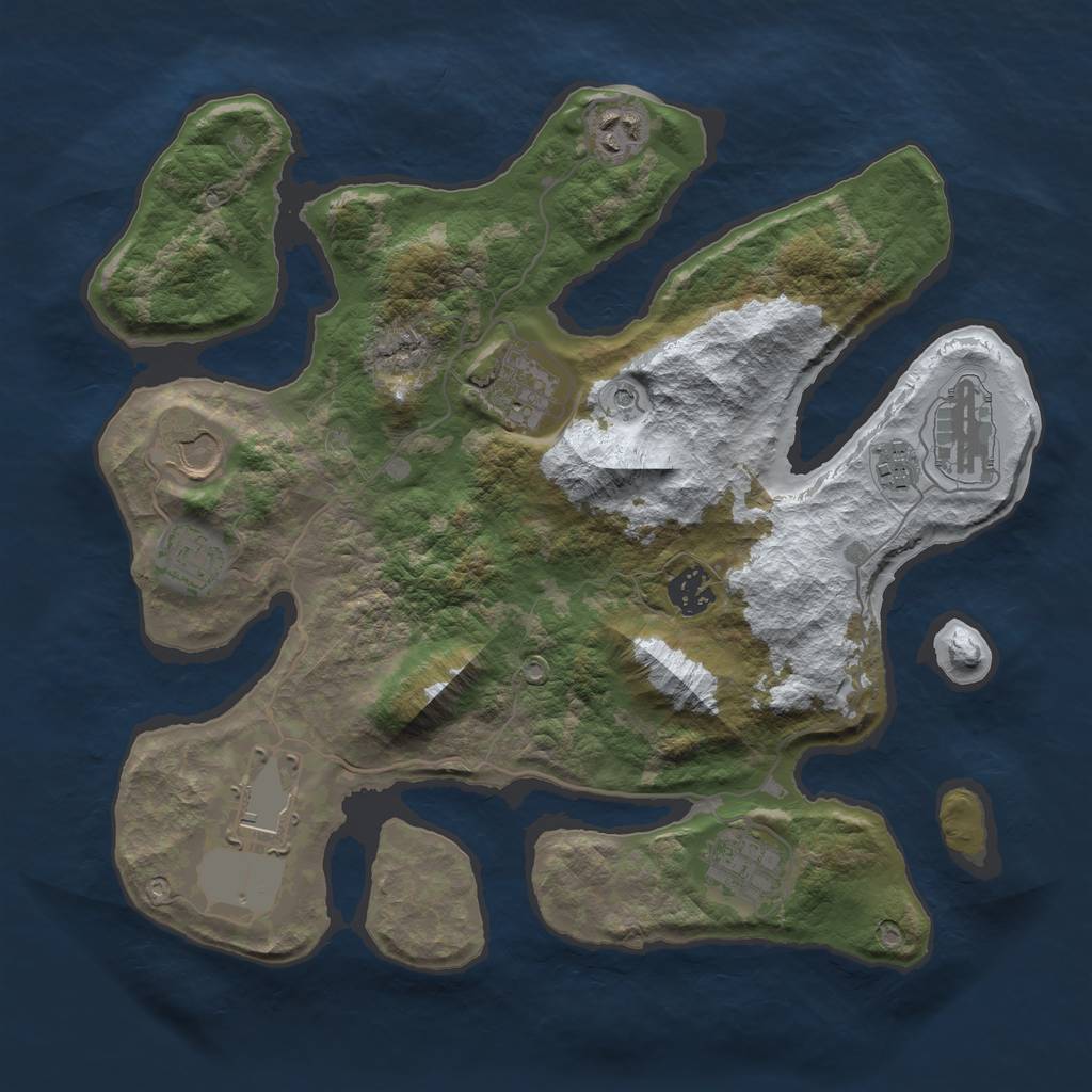 Rust Map: Barren, Size: 3500, Seed: 4737593, 12 Monuments
