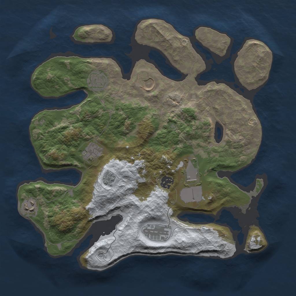 Rust Map: Barren, Size: 3500, Seed: 6123791, 11 Monuments