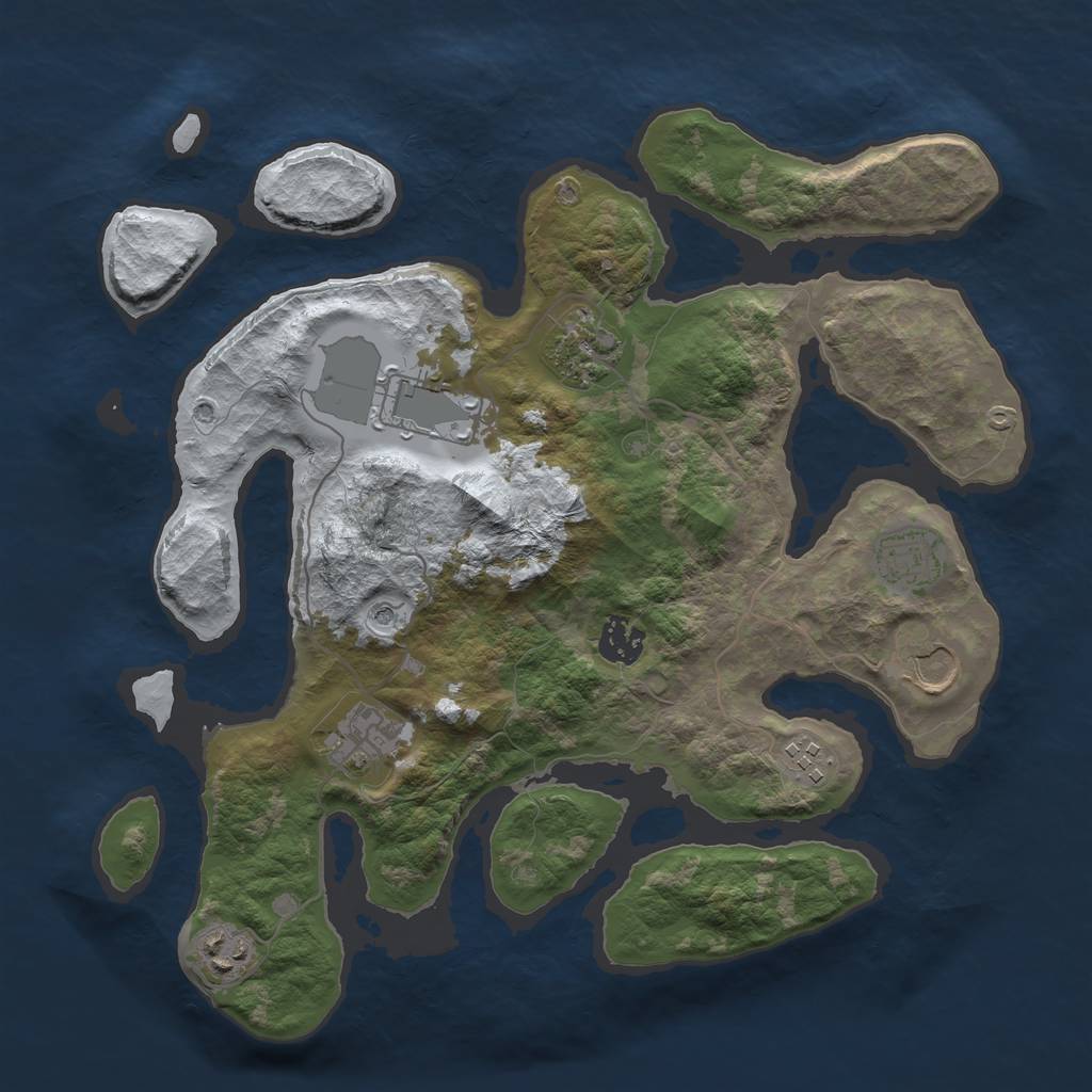 Rust Map: Barren, Size: 3500, Seed: 5814212, 11 Monuments