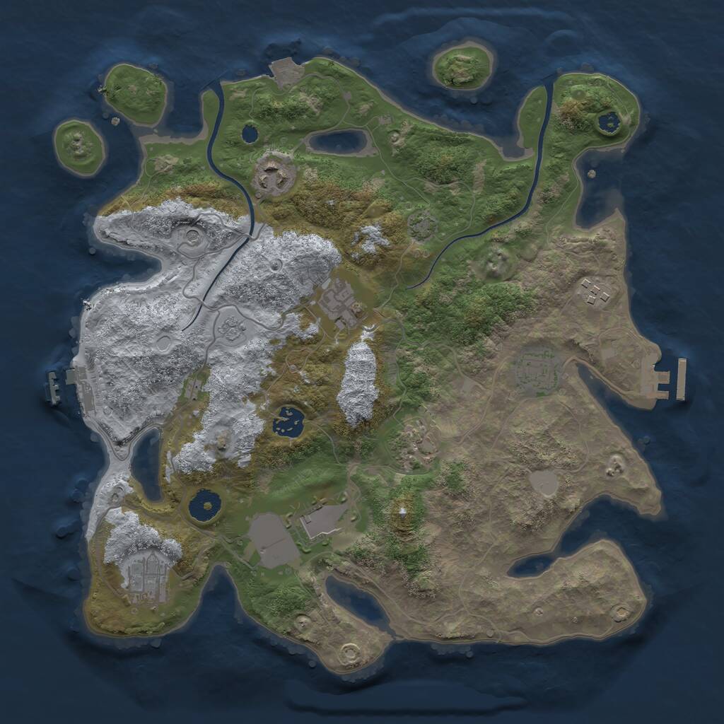 Rust Map: Procedural Map, Size: 3500, Seed: 735988, 14 Monuments