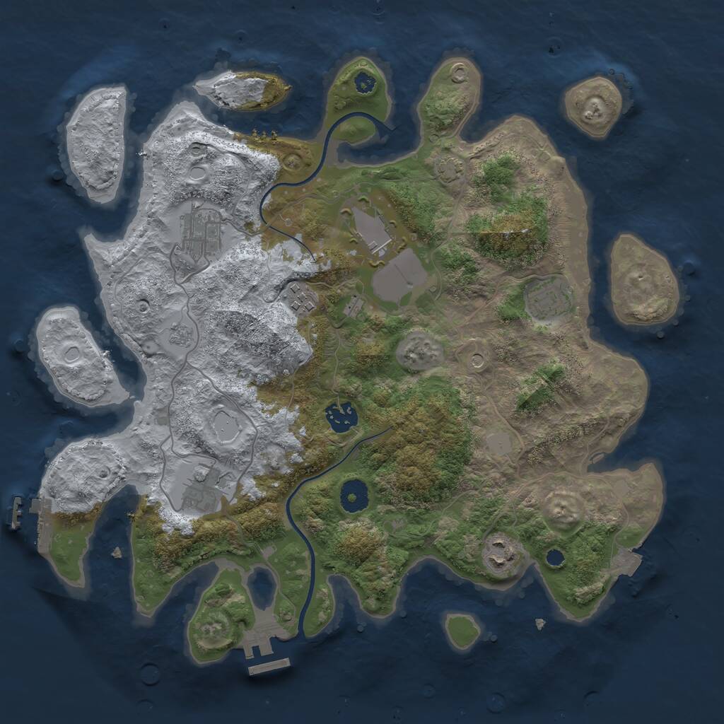 Rust Map: Procedural Map, Size: 3500, Seed: 3470214, 13 Monuments