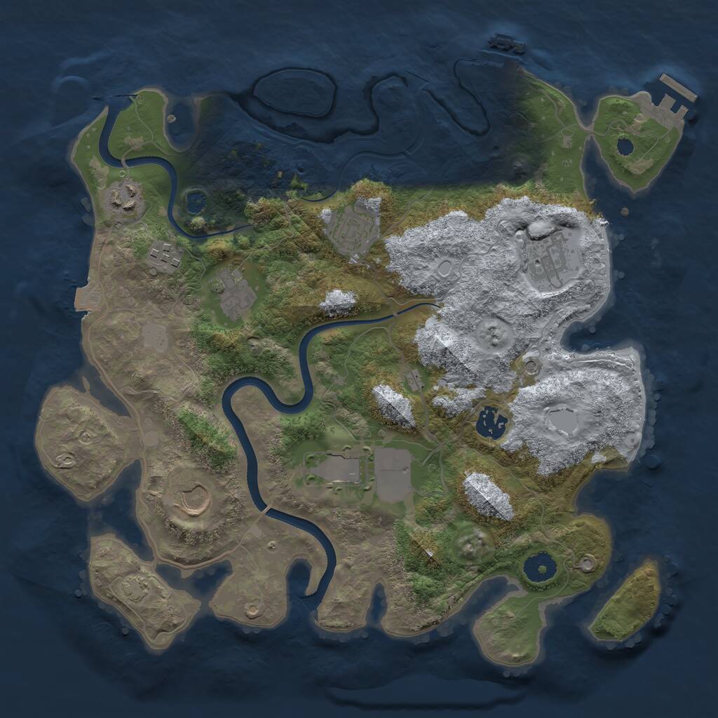 Rust Map: Procedural Map, Size: 3500, Seed: 40415, 13 Monuments