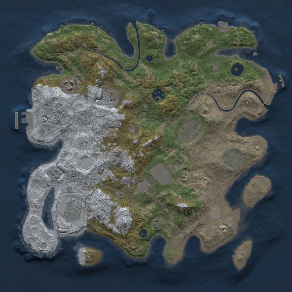 Rust Map: Procedural Map, Size: 3500, Seed: 307285, 14 Monuments