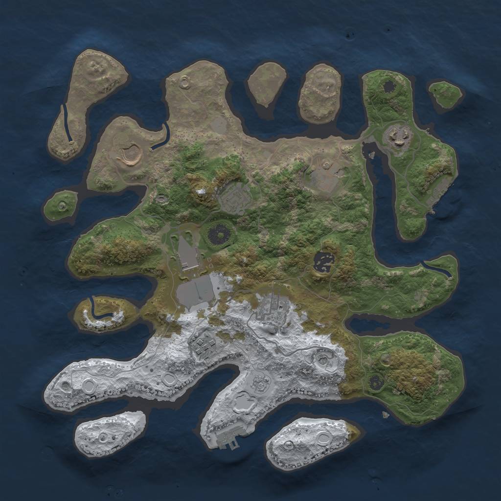 Rust Map: Procedural Map, Size: 3500, Seed: 4243079, 17 Monuments
