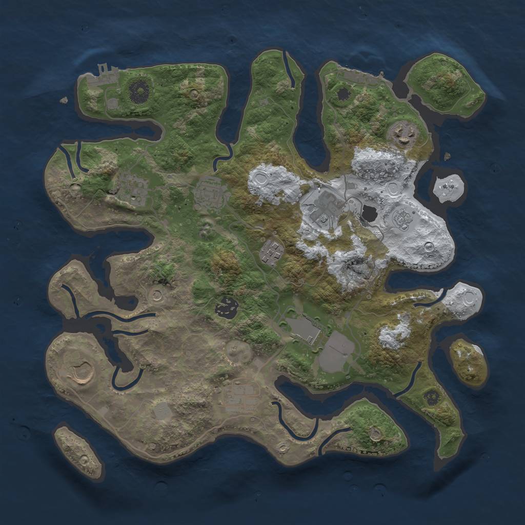 Rust Map: Procedural Map, Size: 3500, Seed: 3007859, 18 Monuments