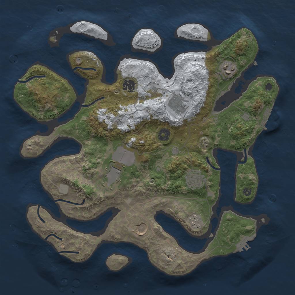 Rust Map: Procedural Map, Size: 3500, Seed: 5527764, 15 Monuments