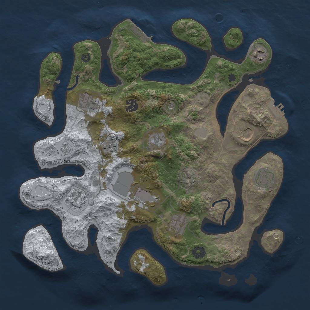 Rust Map: Procedural Map, Size: 3500, Seed: 1646423, 19 Monuments