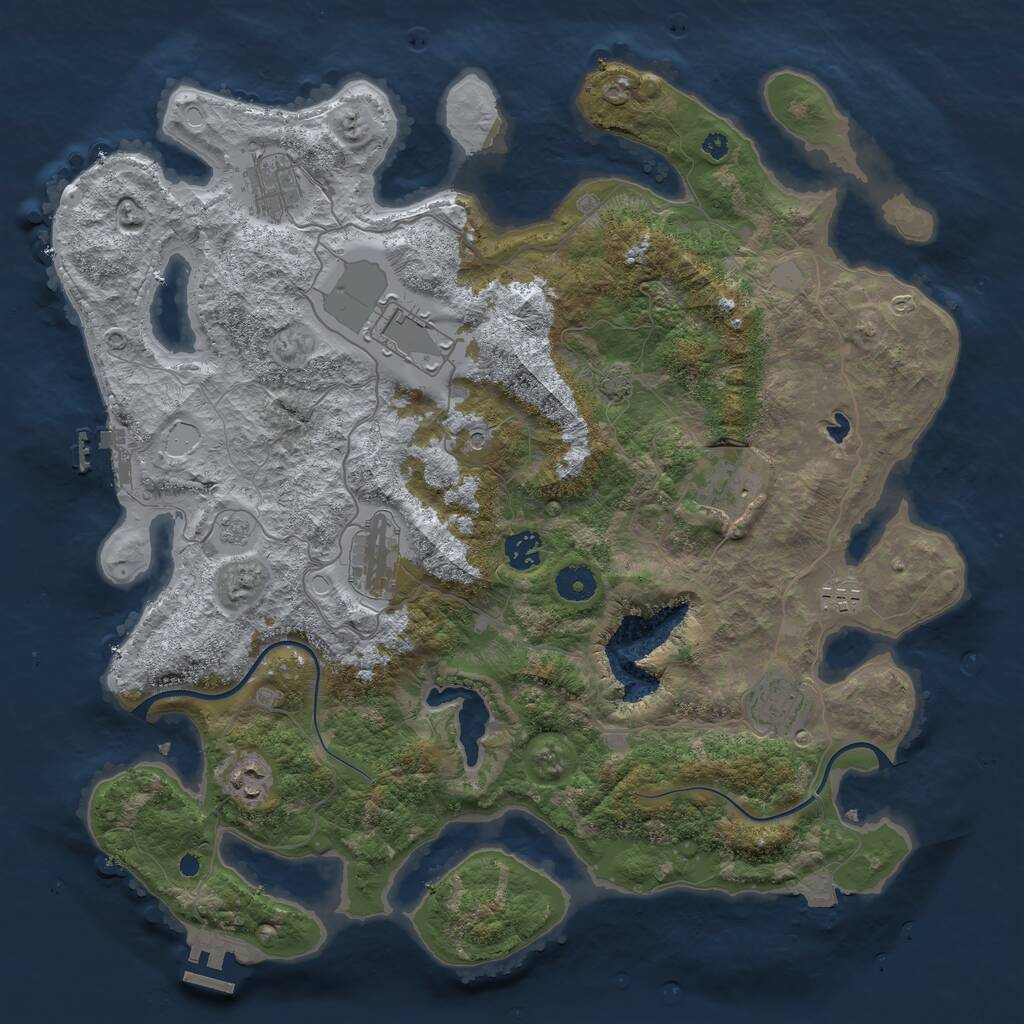 Rust Map: Procedural Map, Size: 4000, Seed: 48175623, 14 Monuments