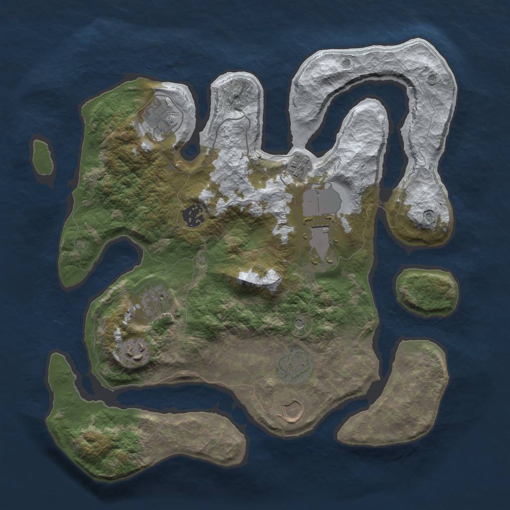 Rust Map: Barren, Size: 3500, Seed: 2466454, 11 Monuments