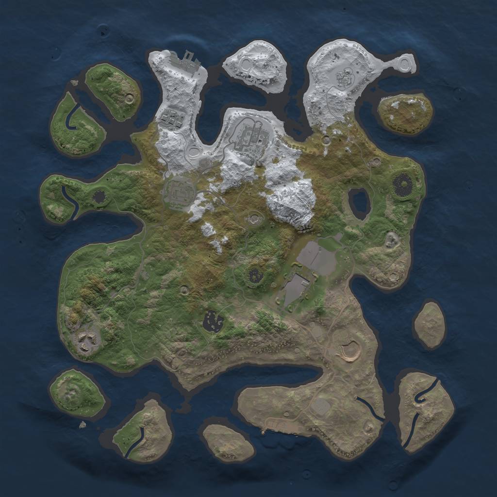 Rust Map: Procedural Map, Size: 3500, Seed: 5607205, 16 Monuments