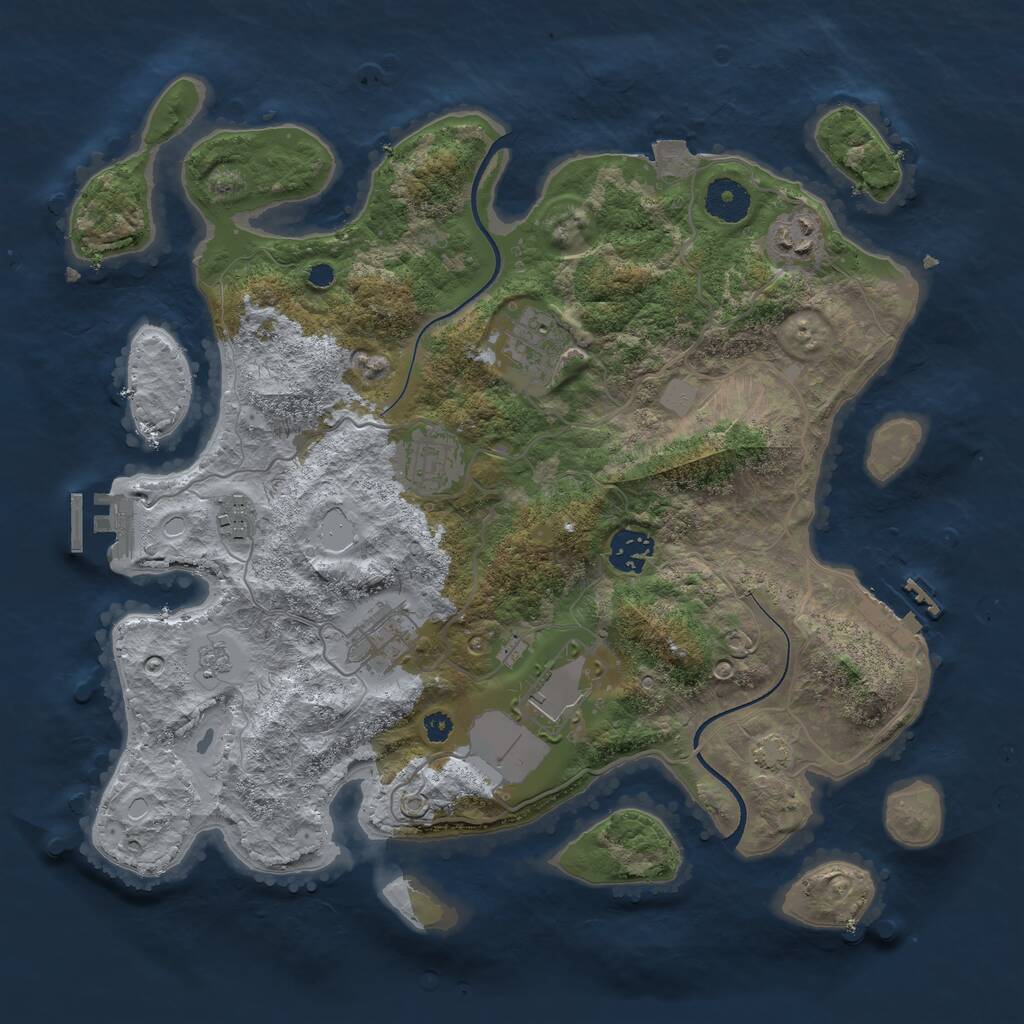 Rust Map: Procedural Map, Size: 3500, Seed: 3098708, 12 Monuments