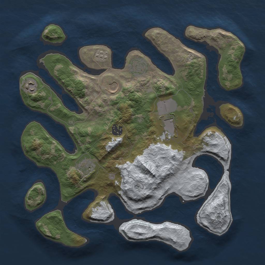 Rust Map: Barren, Size: 3500, Seed: 1340178, 10 Monuments