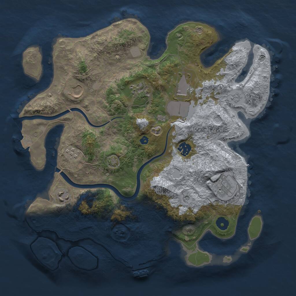 Rust Map: Procedural Map, Size: 3500, Seed: 821817, 12 Monuments