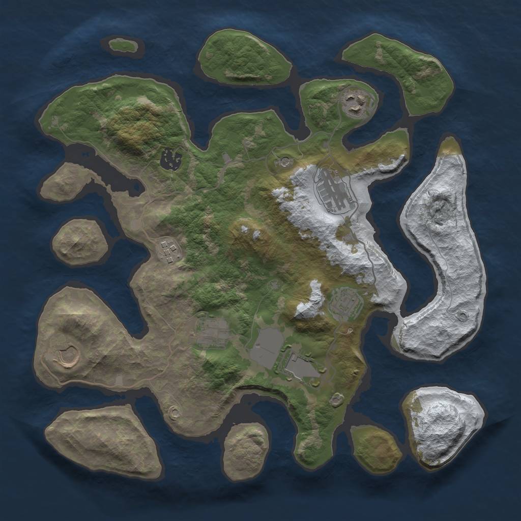 Rust Map: Barren, Size: 3500, Seed: 3503082, 11 Monuments