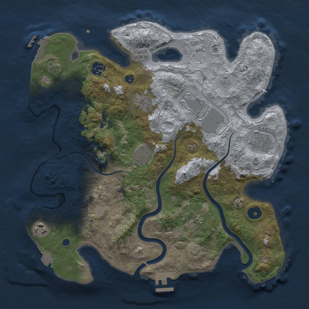 Rust Map: Procedural Map, Size: 3500, Seed: 4692887, 14 Monuments