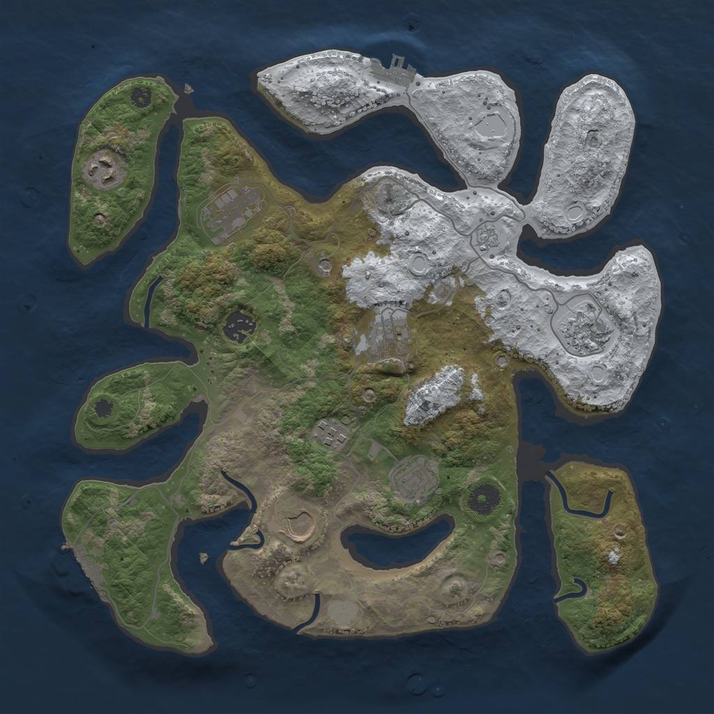 Rust Map: Procedural Map, Size: 3500, Seed: 4692887, 17 Monuments