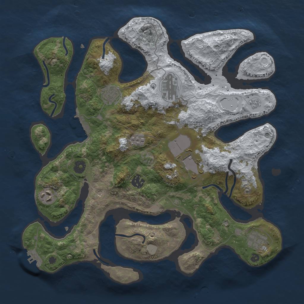 Rust Map: Procedural Map, Size: 3550, Seed: 742587, 16 Monuments