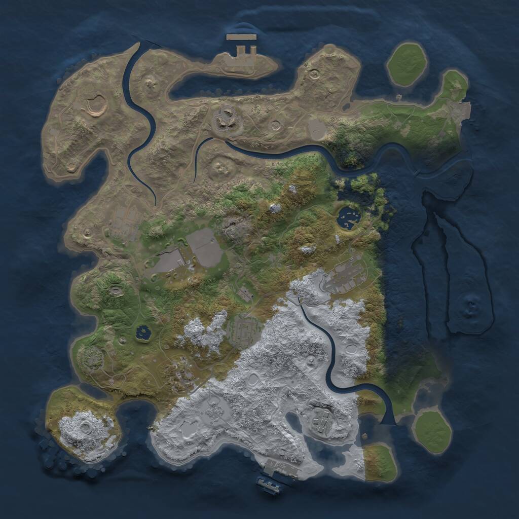 Rust Map: Procedural Map, Size: 3500, Seed: 3573866, 15 Monuments