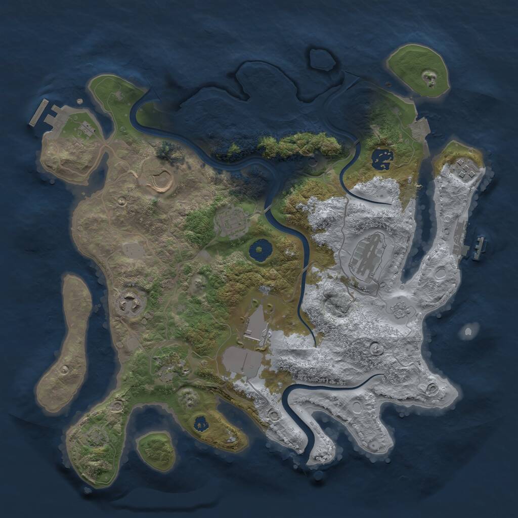 Rust Map: Procedural Map, Size: 3500, Seed: 5917959, 14 Monuments