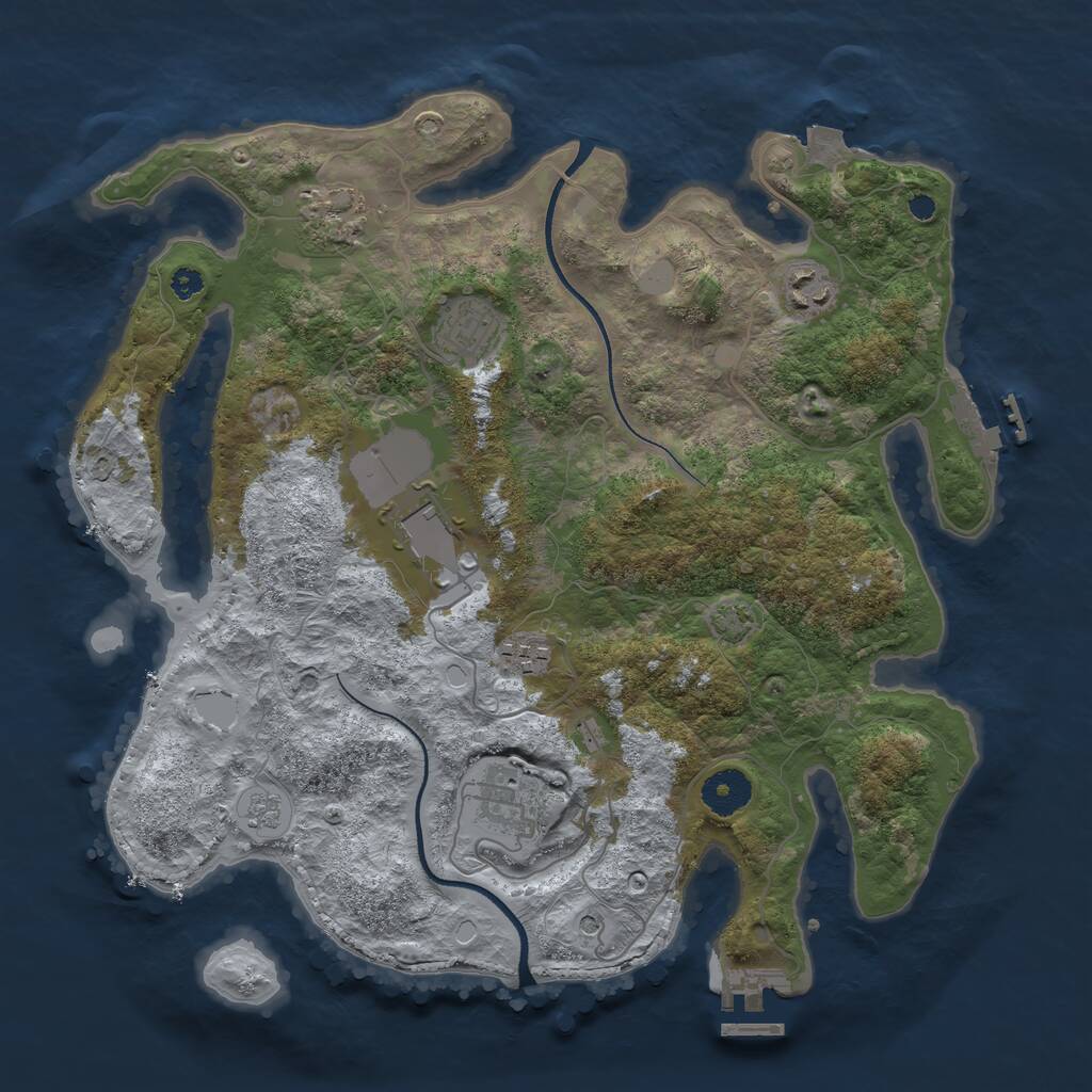 Rust Map: Procedural Map, Size: 3500, Seed: 5637913, 12 Monuments