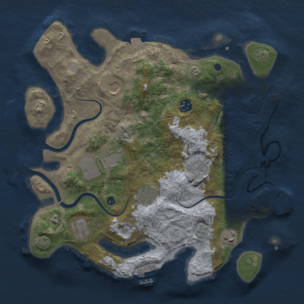 Rust Map: Procedural Map, Size: 3500, Seed: 5201215, 14 Monuments