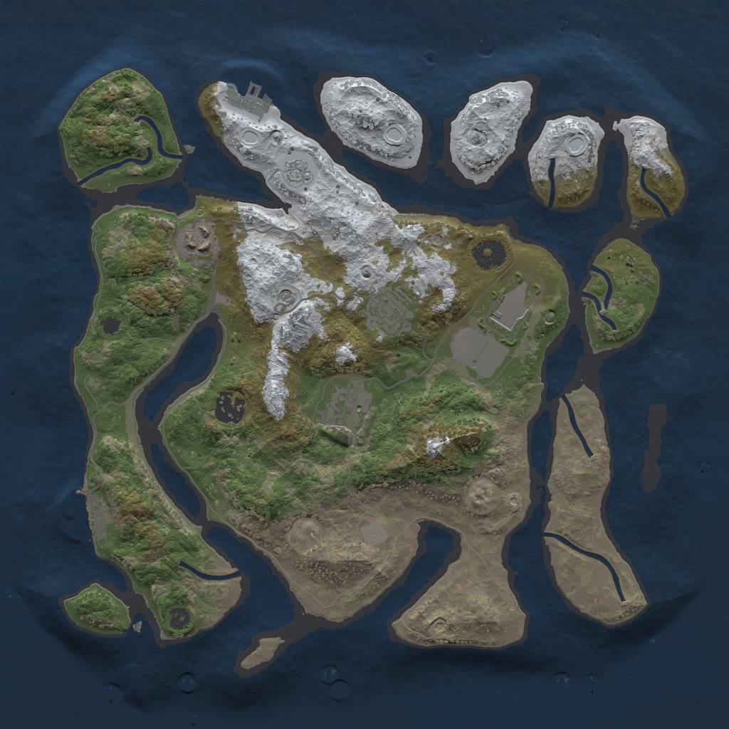 Rust Map: Procedural Map, Size: 3500, Seed: 660808, 14 Monuments
