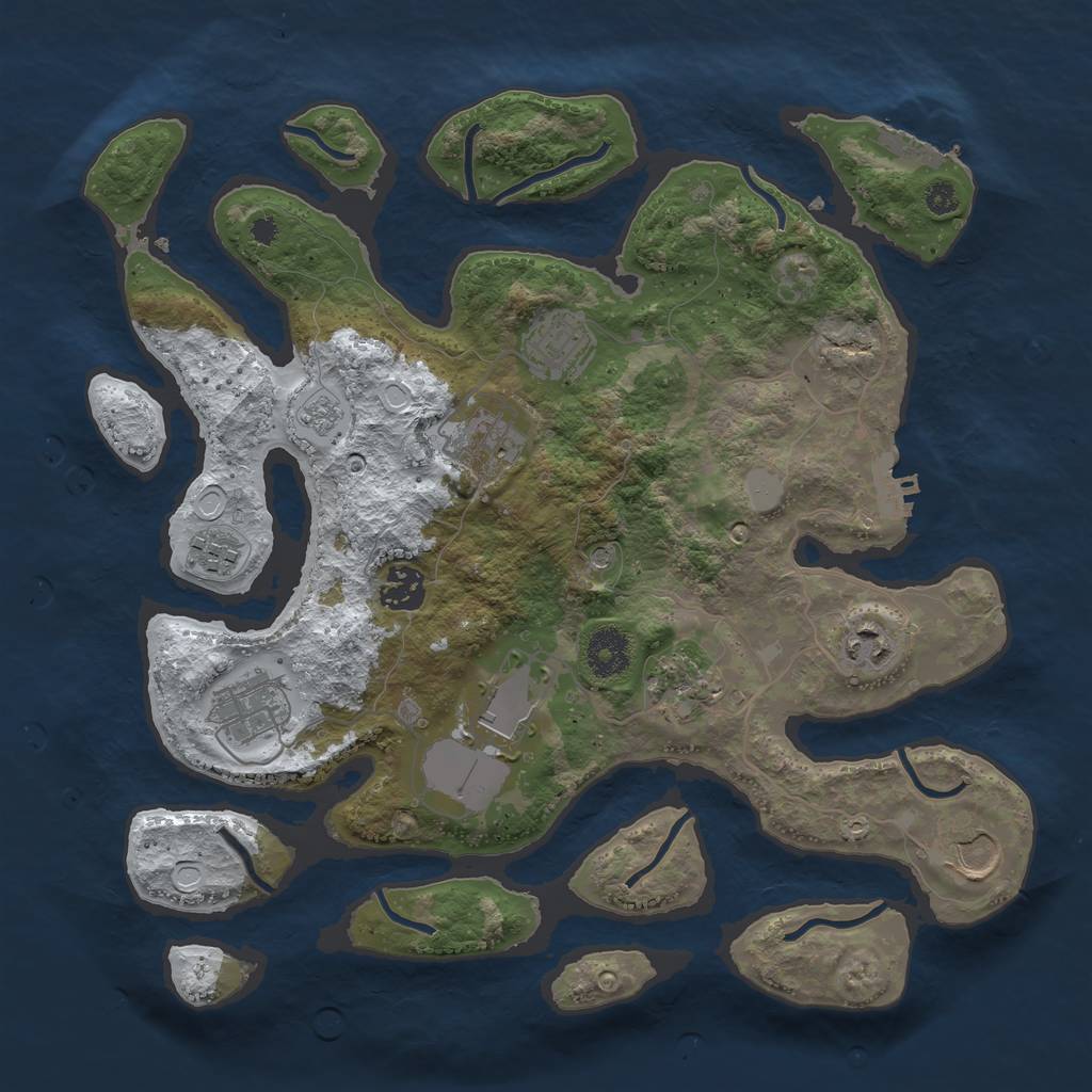 Rust Map: Procedural Map, Size: 3500, Seed: 826534, 18 Monuments