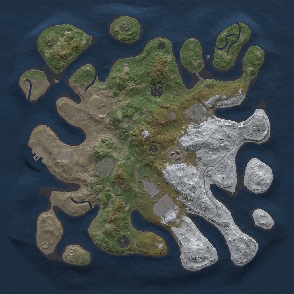 Rust Map: Procedural Map, Size: 3500, Seed: 2469546, 15 Monuments