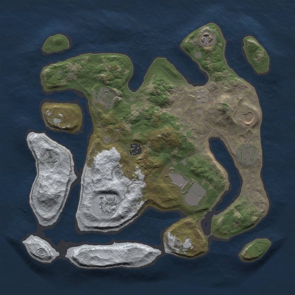 Rust Map: Barren, Size: 3500, Seed: 4887657, 11 Monuments