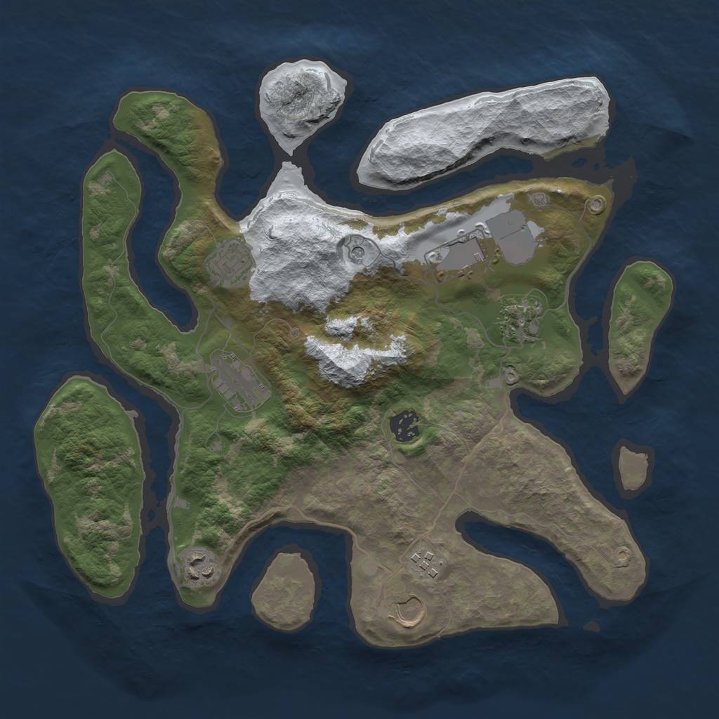 Rust Map: Barren, Size: 3500, Seed: 4680676, 11 Monuments