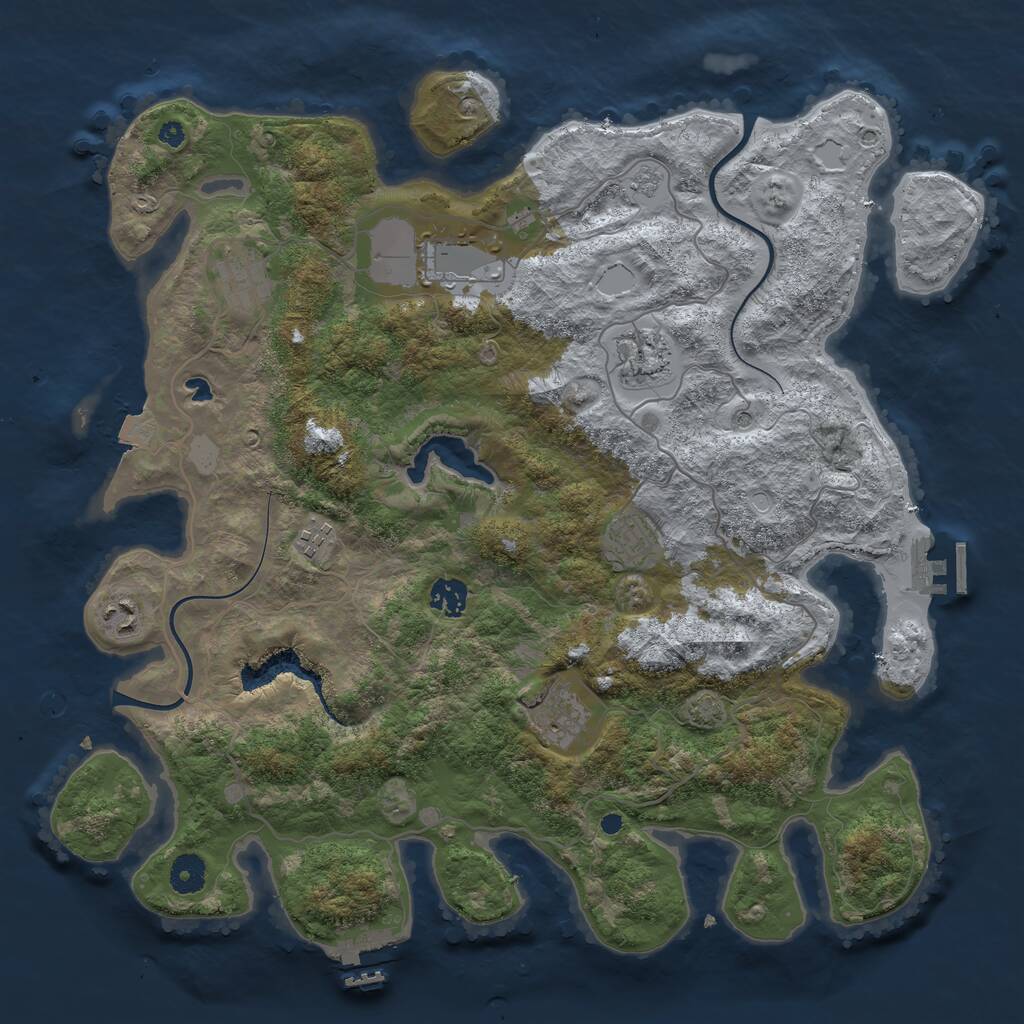 Rust Map: Procedural Map, Size: 4000, Seed: 971034, 14 Monuments