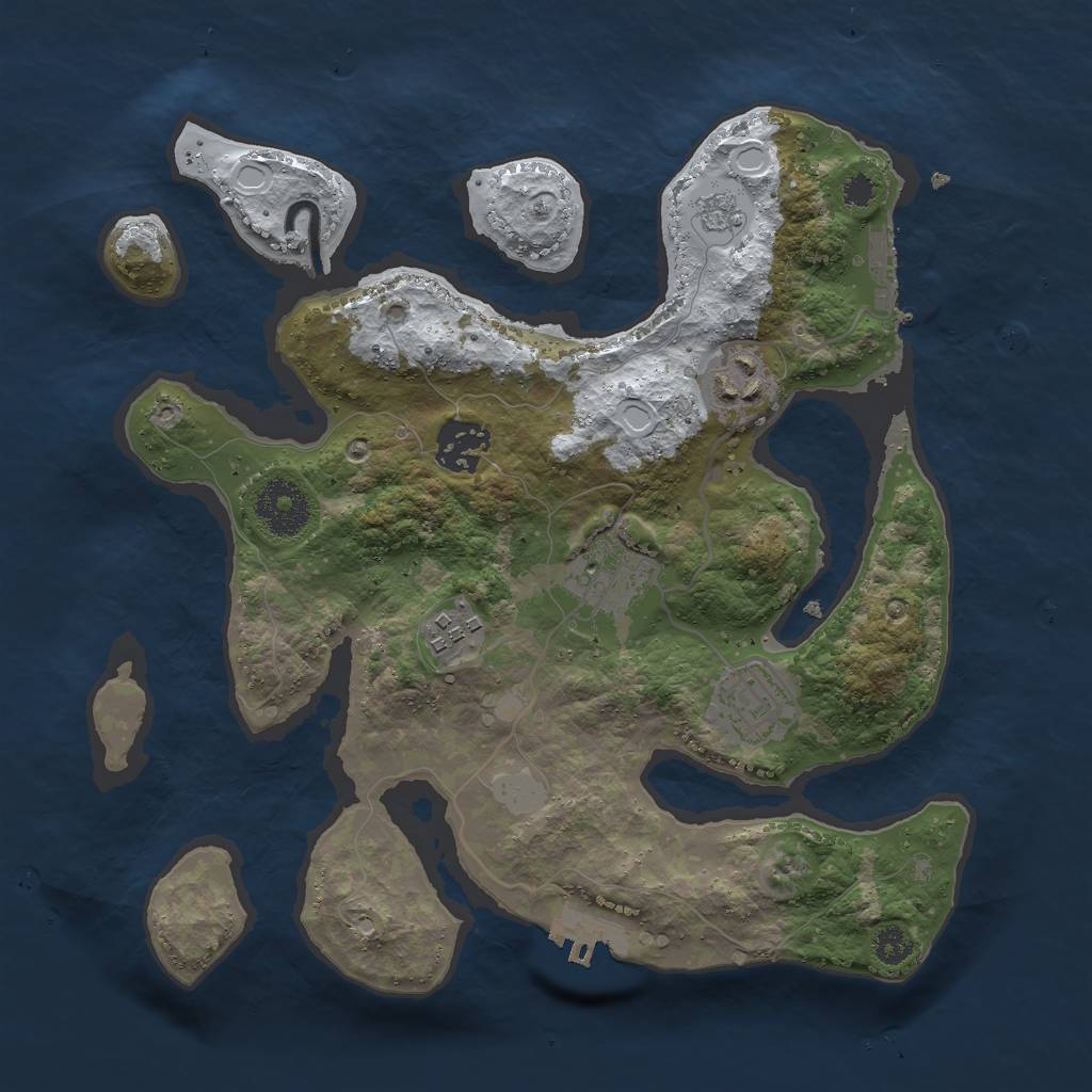 Rust Map: Procedural Map, Size: 3000, Seed: 939096839, 13 Monuments