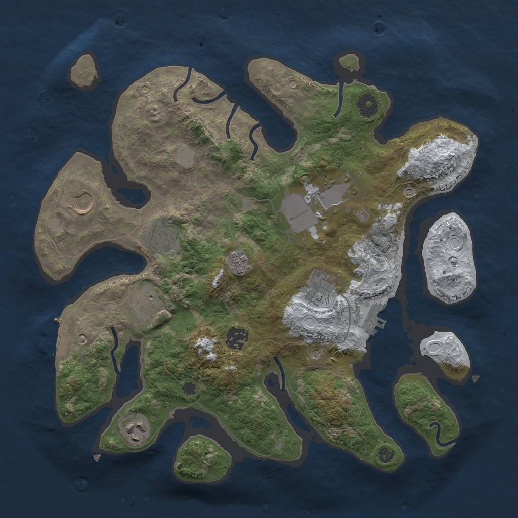 Rust Map: Procedural Map, Size: 3500, Seed: 444832107, 16 Monuments