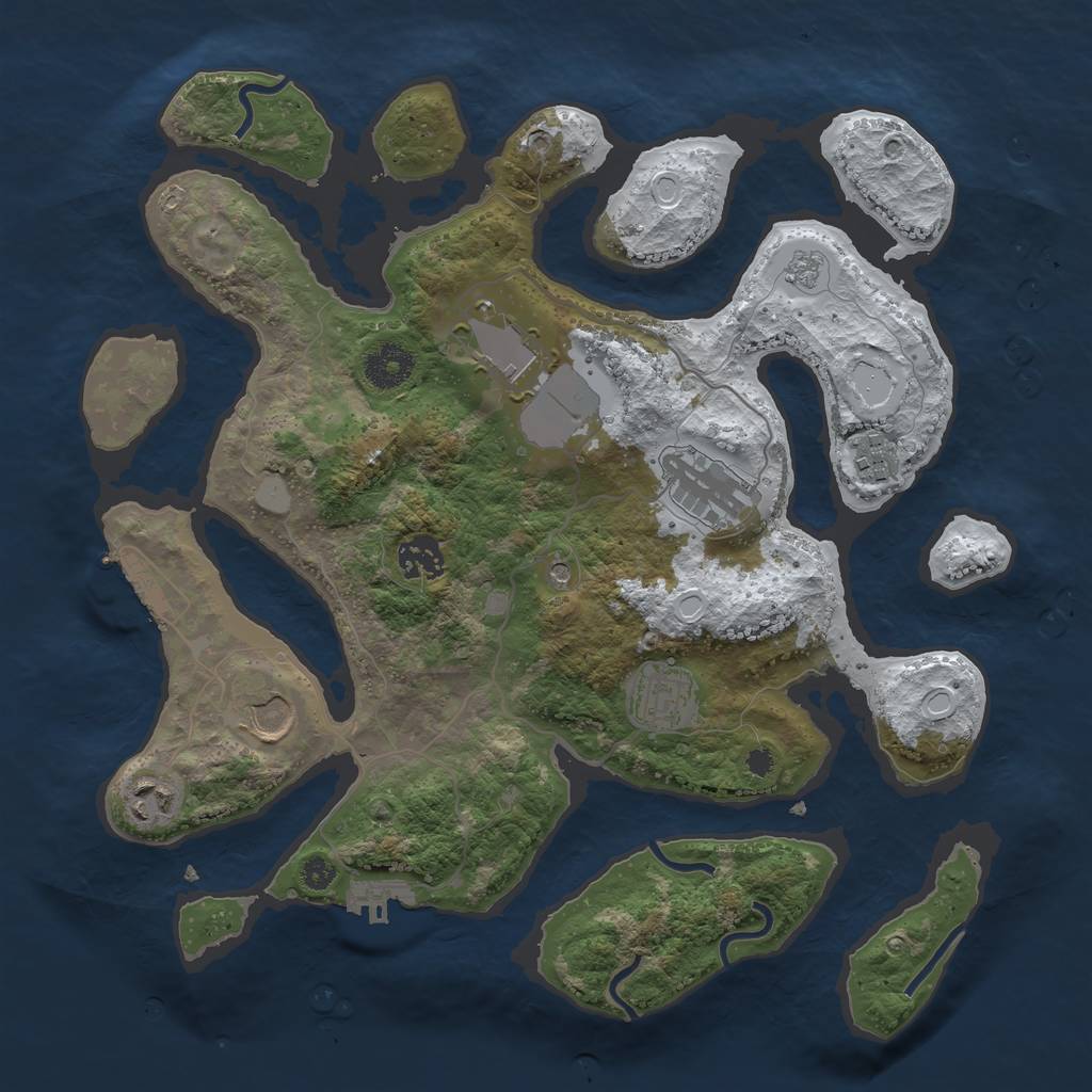 Rust Map: Procedural Map, Size: 3500, Seed: 1145501, 16 Monuments