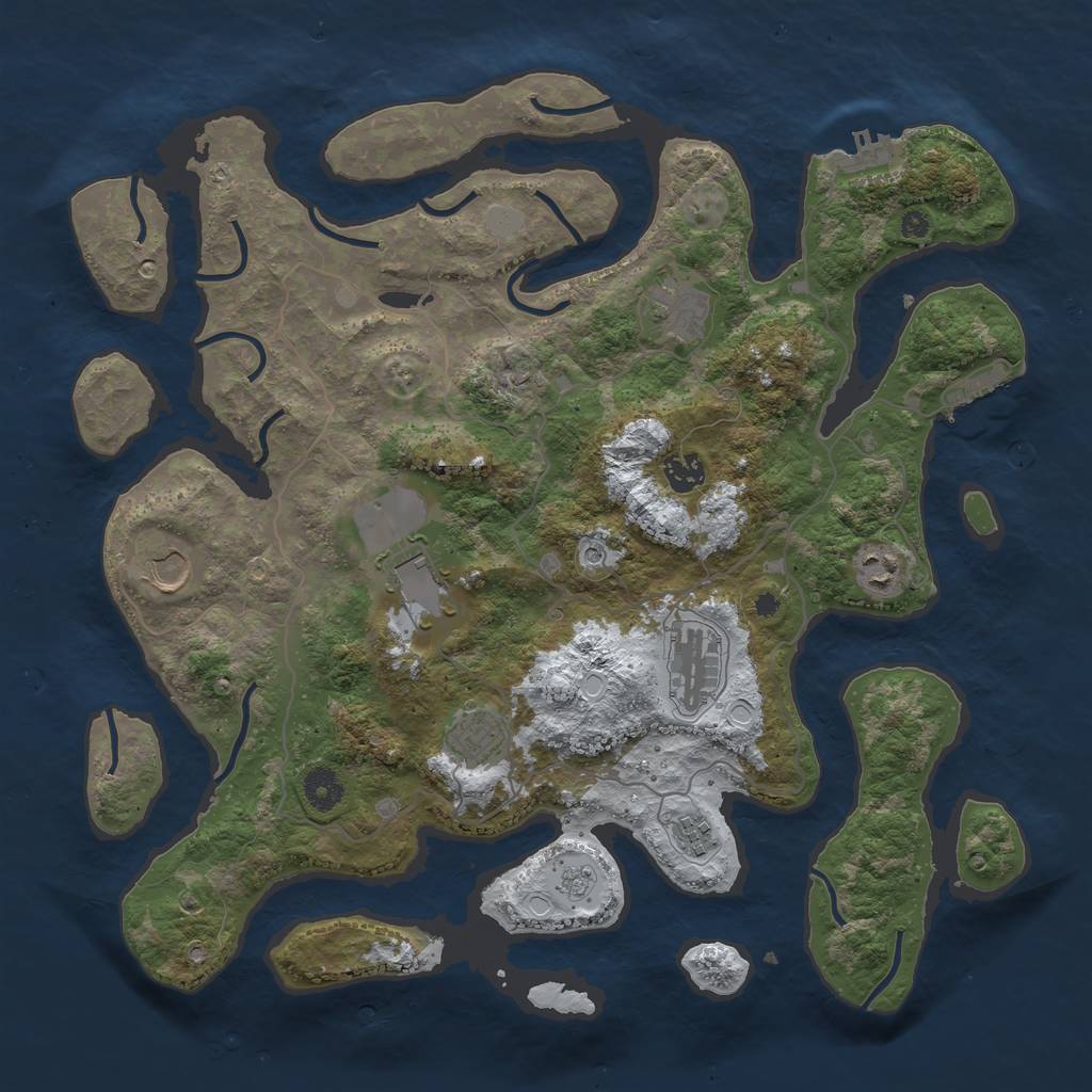 Rust Map: Procedural Map, Size: 4000, Seed: 623902, 17 Monuments