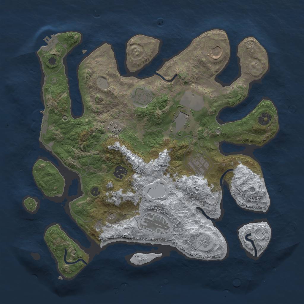 Rust Map: Procedural Map, Size: 3500, Seed: 3956547, 16 Monuments