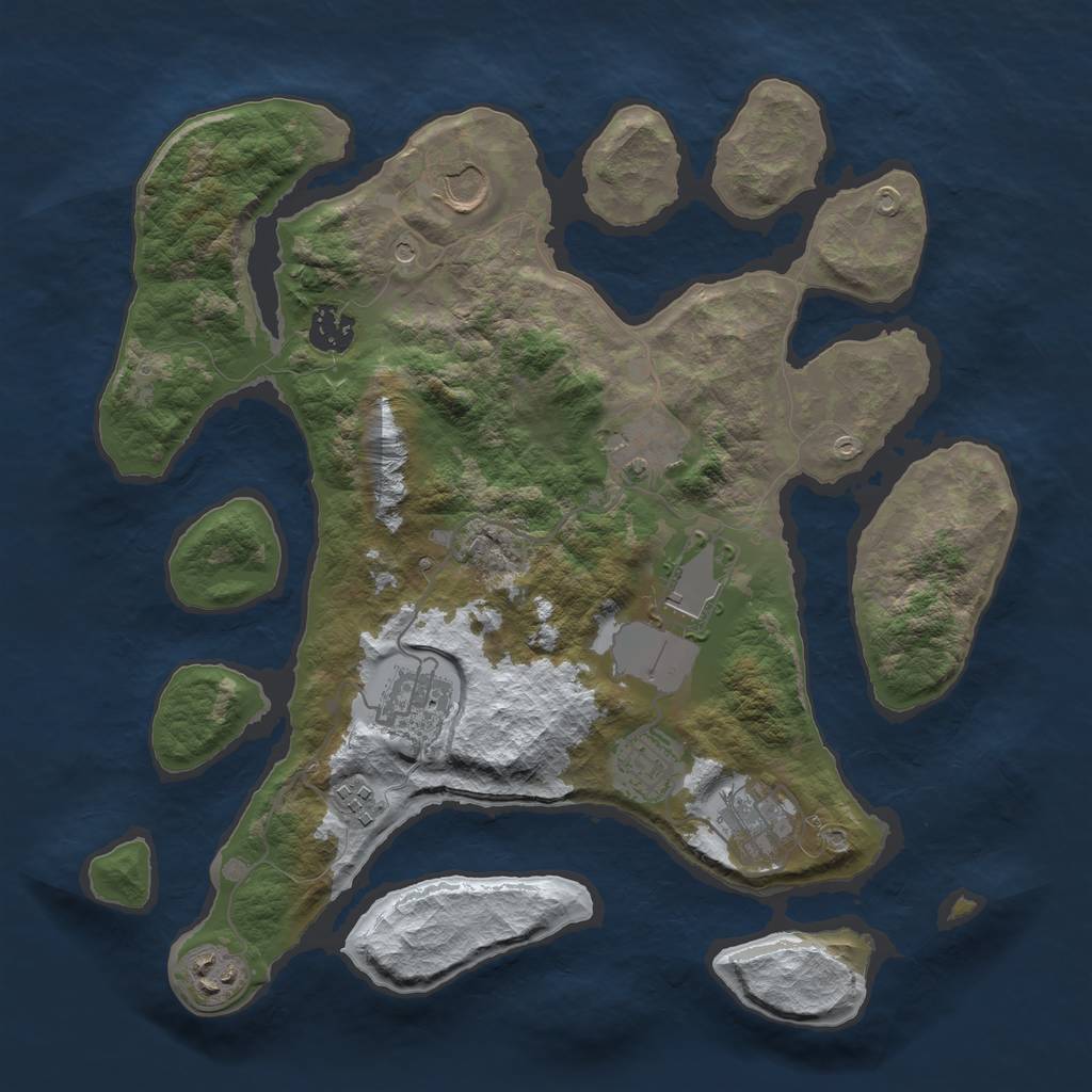Rust Map: Barren, Size: 3500, Seed: 868634, 12 Monuments