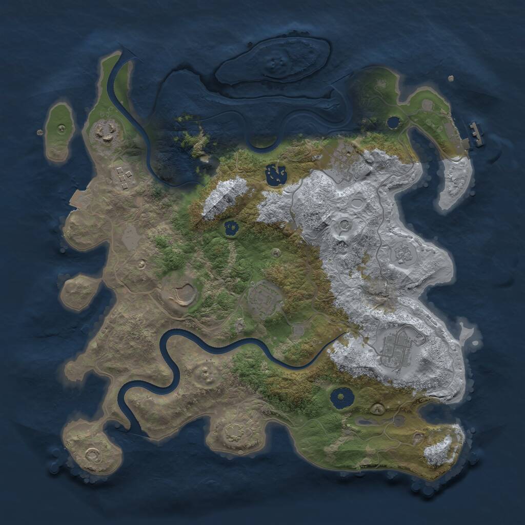 Rust Map: Procedural Map, Size: 3500, Seed: 3497403, 12 Monuments