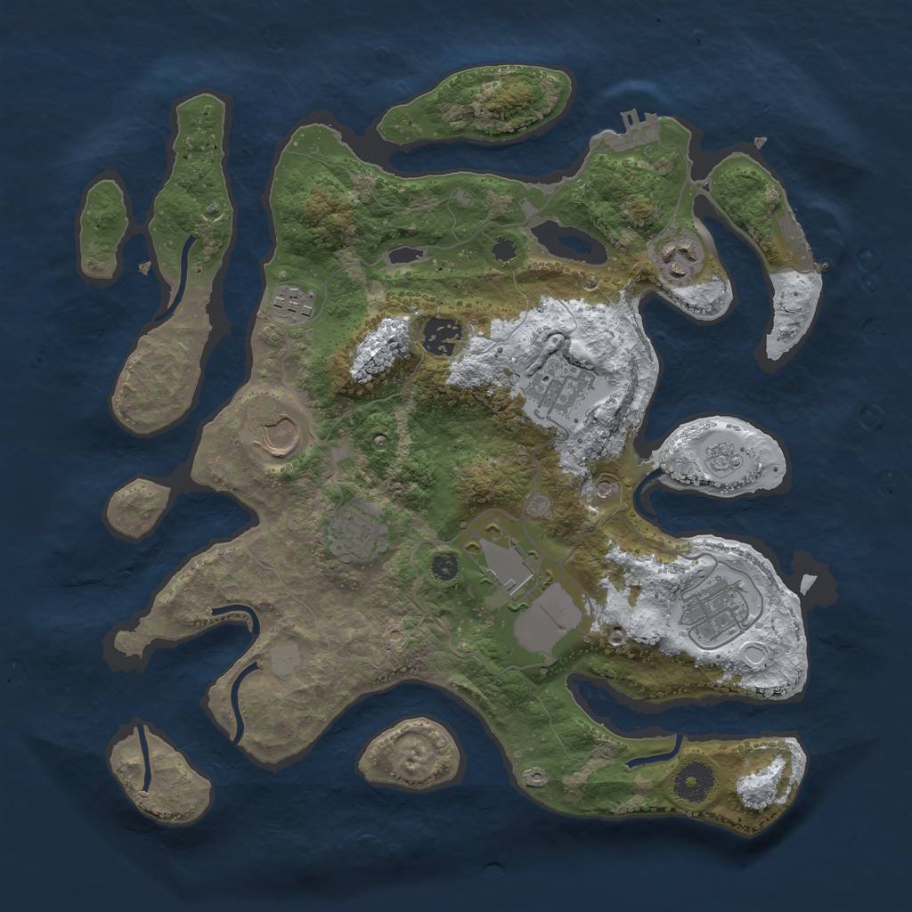 Rust Map: Procedural Map, Size: 3500, Seed: 3497403, 17 Monuments