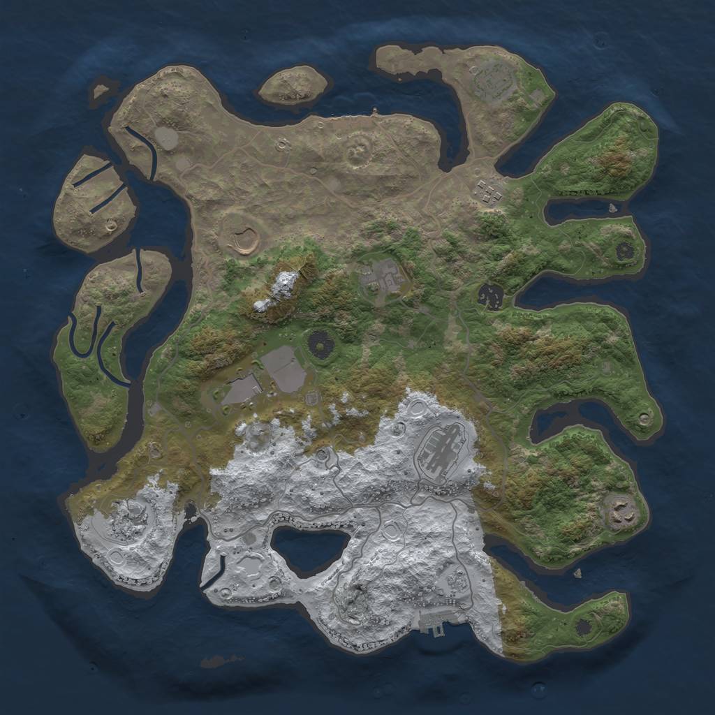 Rust Map: Procedural Map, Size: 4000, Seed: 849217, 18 Monuments