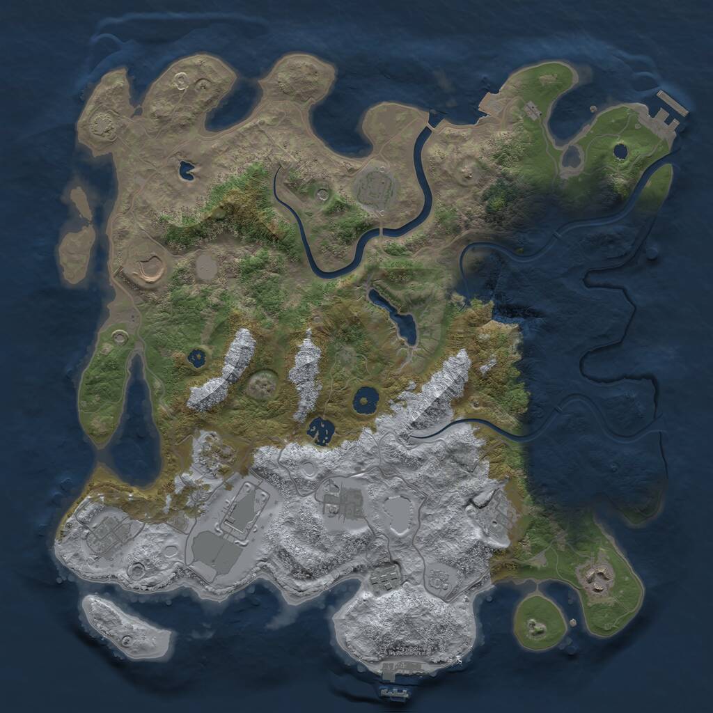 Rust Map: Procedural Map, Size: 4000, Seed: 947967, 16 Monuments